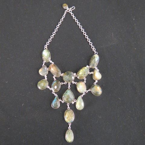 Appraisal: Labradorite Sterling Necklace fancy cut gems in gorgeous tiered style