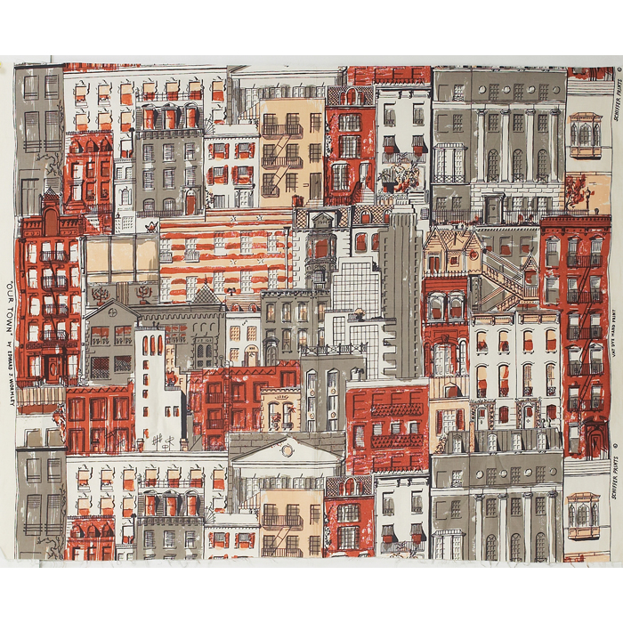 Appraisal: Edward Wormley ''Our Town'' fabric remnant by Schiffer Prints cotton