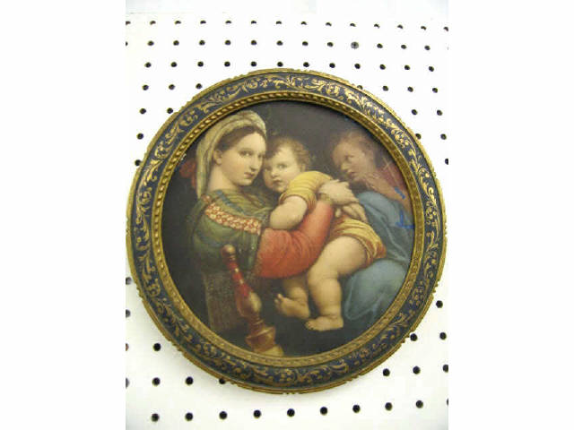 Appraisal: Italian Print of Madonna Child in fancy round frame