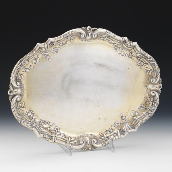 Appraisal: J G KLINKOSCH TRAY x Austrian silver tray with serpentine