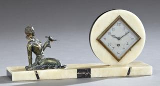 Appraisal: French Art Deco Onyx and Marble Mantel Clock c French