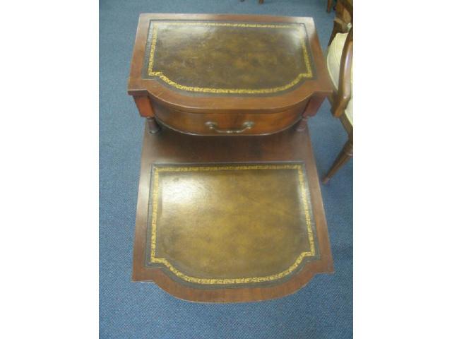 Appraisal: Pair of Mahogany End Tables tooled leather inserts drawer