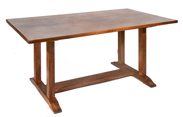 Appraisal: A HEALS OAK REFECTORY TABLE with rectangular top on chamfered