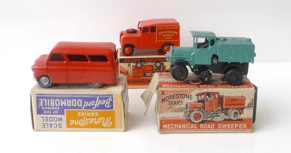 Appraisal: THREE MORESTONE MODELS INCLUDING BREAKDOWN SERVICE UNIT BEDFORD DORMOBILE POSSIBLE