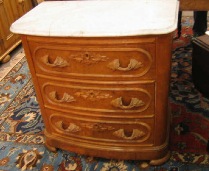 Appraisal: AMERICAN TH CENTURY MARBLE TOP CHEST White bow front top