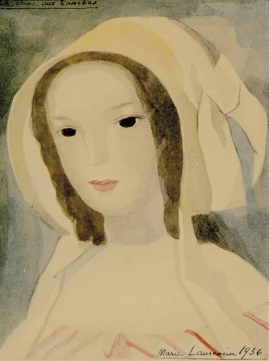 Appraisal: Maria Laurencin French - LA DAME AUX CAMELLIAS lithograph hand-painted