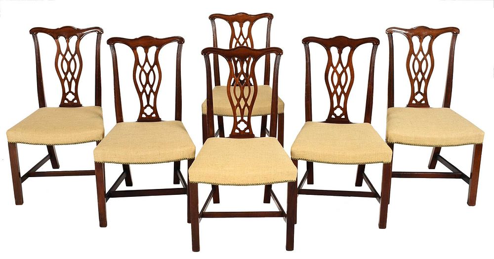 Appraisal: Set of Six Chippendale Style Mahogany Dining Chairs th century