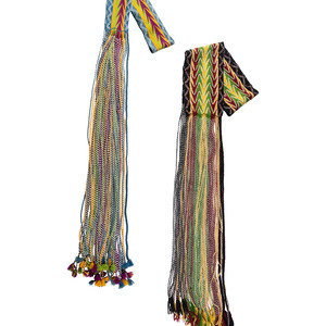 Appraisal: Osage Finger-Woven Wool Sashes with Arrow Design mid- th century