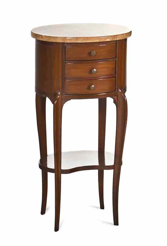 Appraisal: A Continental Mahogany Stand having an oval marble top over