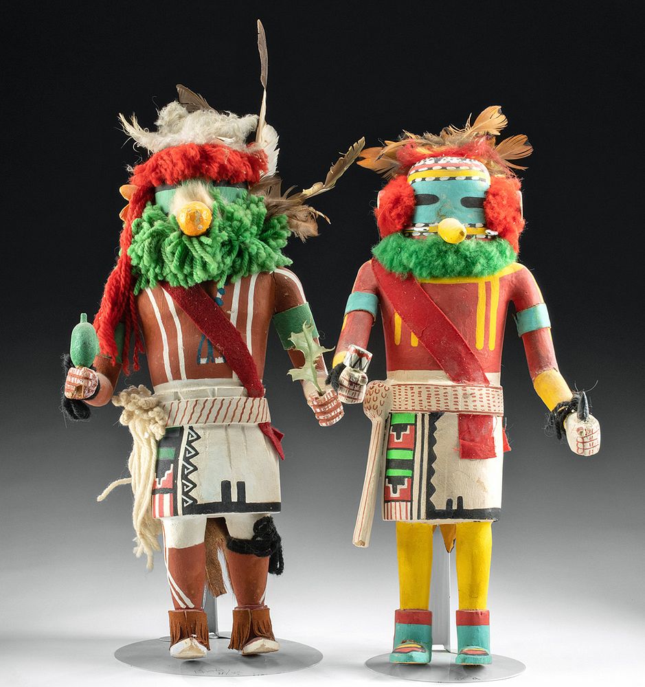 Appraisal: Pair of Vintage Hopi Wood Morning Singer Kachina Dolls Native