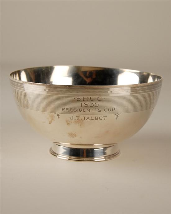 Appraisal: A Sterling Trophy Bowl the footed bowl by Graff Washburn