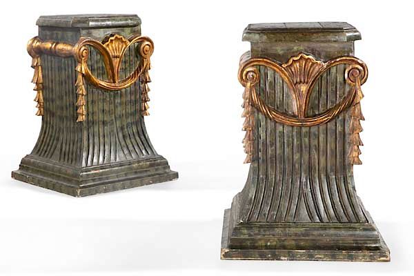 Appraisal: Pair Neoclassical style faux marble pedestals A pair of Continental