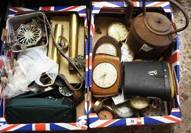 Appraisal: Two trays containing a collection of various metal and brassware