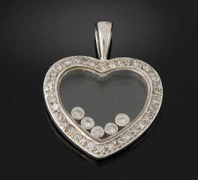 Appraisal: A Ladies' Diamond Heart Pendant k white gold open heart