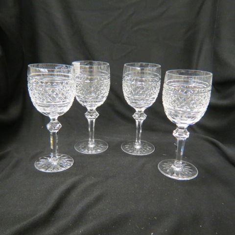 Appraisal: Waterford Cashel Cut Crystal Water Goblets cut bases excellent