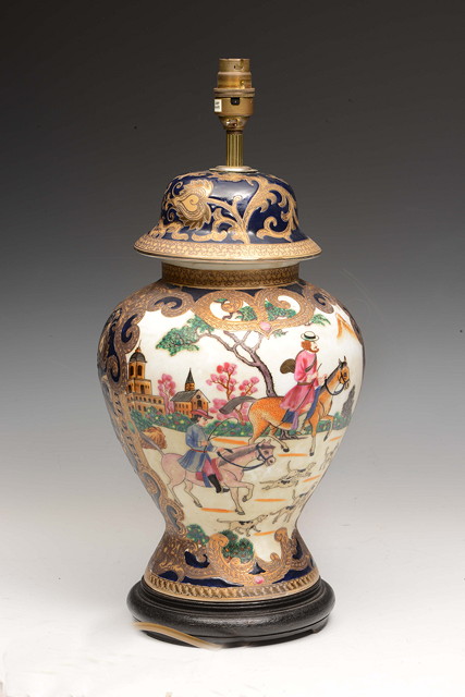 Appraisal: A CHINESE PORCELAIN TABLE LAMP of baluster form decorated landscape