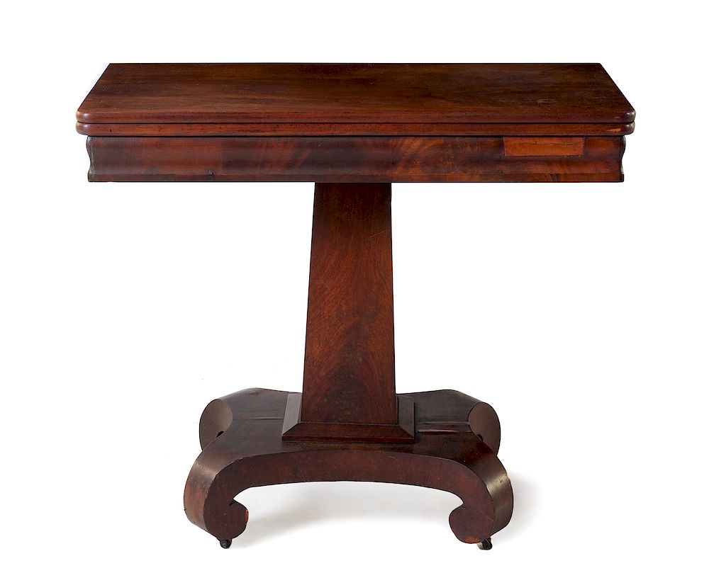 Appraisal: An American Empire Mahogany Game Table MID- T An American