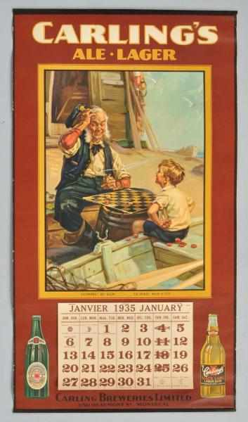 Appraisal: Carlings Ale Lager Calendar Description Beautiful image of man playing