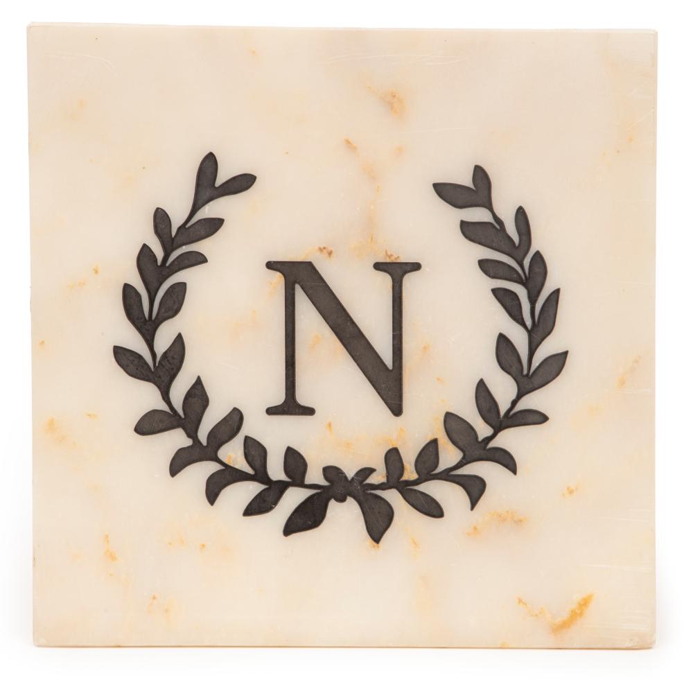 Appraisal: Decorative Napoleon Marble Tile inlaid N and wreath h in