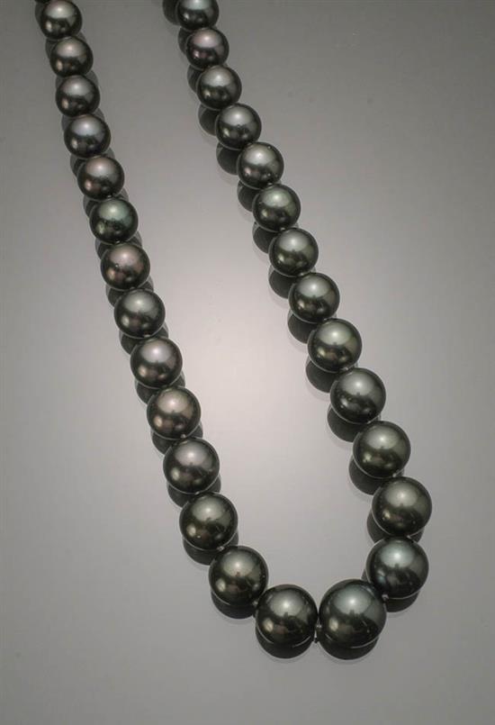 Appraisal: Matinee Length -Karat White-Gold Tahitian Black Pearl and Diamond Necklace