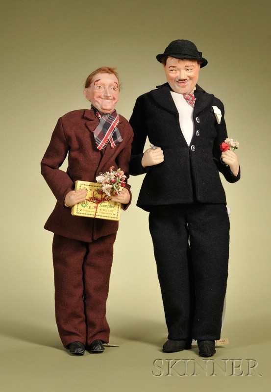 Appraisal: Pair of Bernard Ravca Laurel and Hardy Dolls mid th