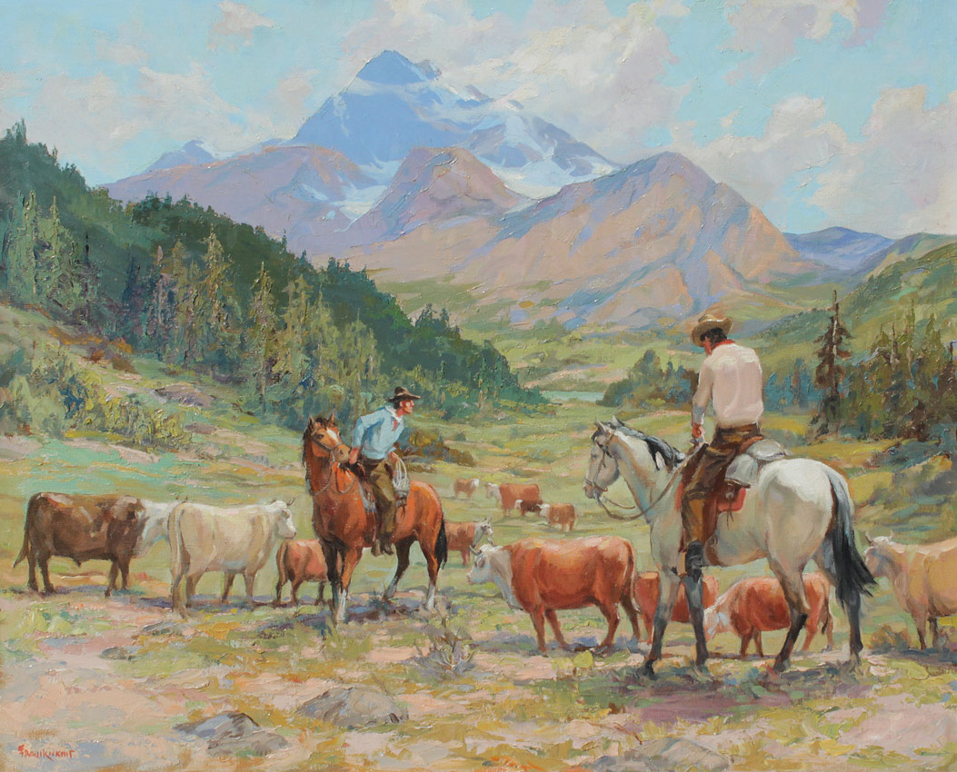 Appraisal: KENT Frank Ward American - Cattle Wranglers Oil Canvas signed