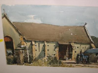 Appraisal: EDWARD WESSON - Middle Littleton Tithe Barn watercolour heightened with