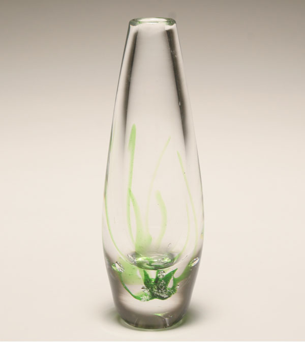 Appraisal: Vicke Lindstrand for Kosta Boda clear glass bud vase Green