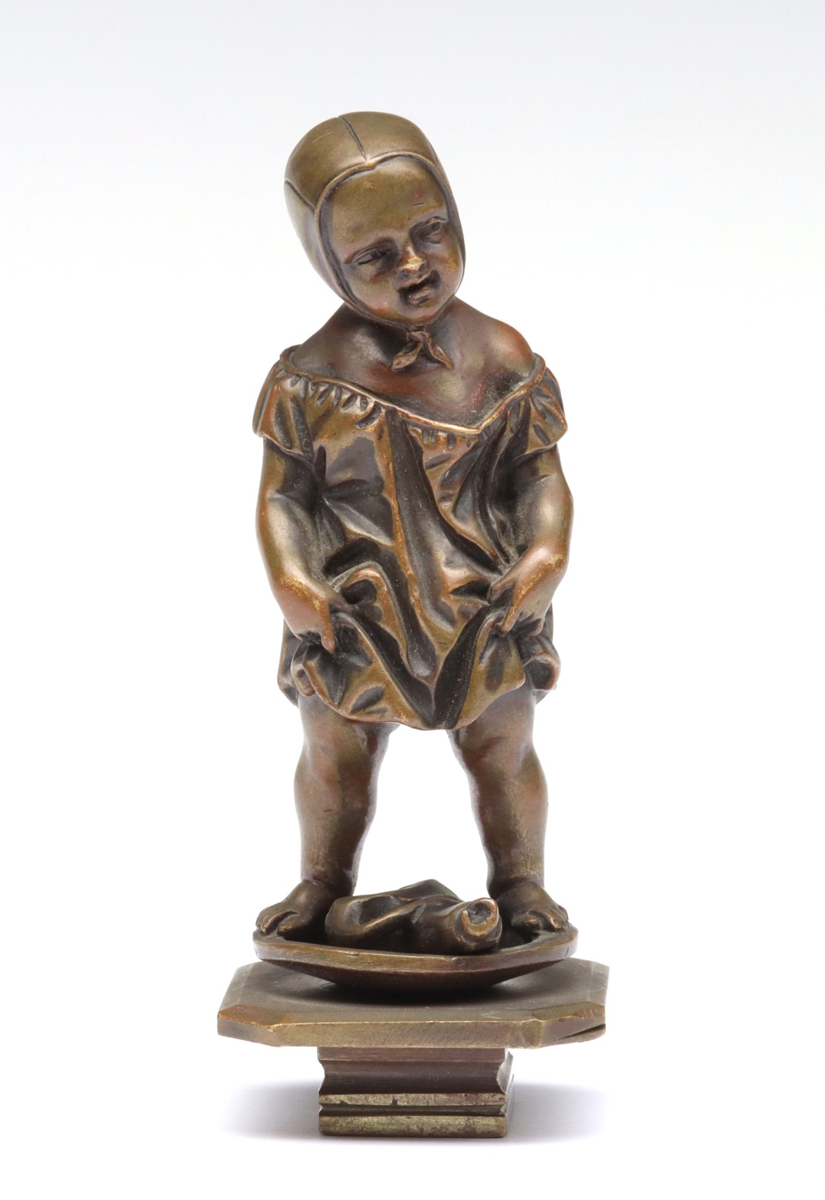 Appraisal: CHILD ON BASIN BRONZE WAX SEAL - Very good condition