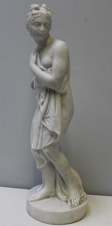 Appraisal: UNSIGNED Marble Sculpture Of A Nude Beauty Nicely executed apparently