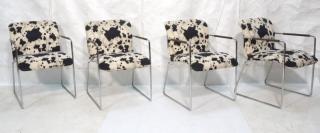 Appraisal: Set TRI-MARK Tulip Chrome Frame Dining Chairs Open arm frames