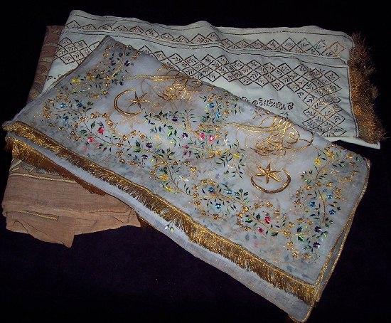 Appraisal: Three Oriental embroidered panels