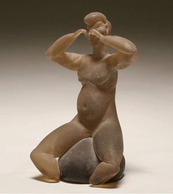 Appraisal: Cenedese scavo nude female glass figure Unusual embossed stamp signature