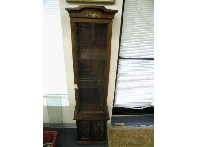 Appraisal: Modern Curio Cabinet lighted solid door below wide tall