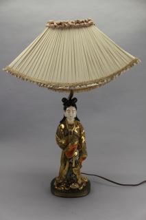 Appraisal: Japanese Satsuma Figural Lamp Japanese Satsuma Figural Lamp Total Height