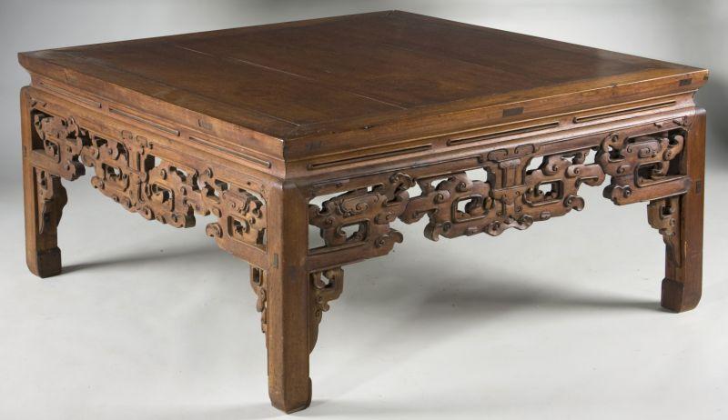 Appraisal: Carved Chinese Coffee Table mahogany th century hand-crafted with mortise