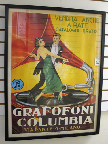 Appraisal: A VINTAGE COLOR ADVERTISING POSTER titled Grafofoni Columbia Milan Italy