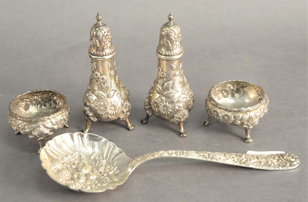 Appraisal: Five Piece Kirk Sons Sterling Silver Repousse Lot to include