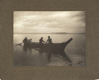 Appraisal: Edward S Curtis ''Homeward'' figures in a boat on the