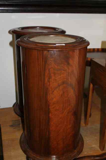 Appraisal: A VICTORIAN MAHOGANY CYLINDRICAL POT CUPBOARD with inset marble top