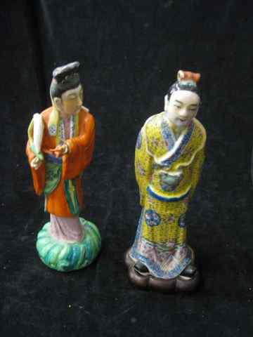 Appraisal: Pair of Chinese Famille Rose Figurines man woman circa 's