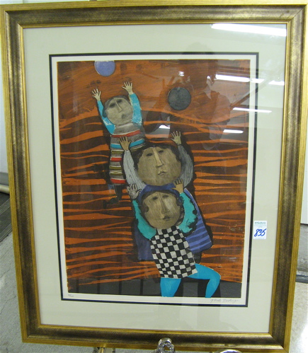 Appraisal: GRACIELA BOULANGER SERIGRAPH Bolivia born Three children with arms in