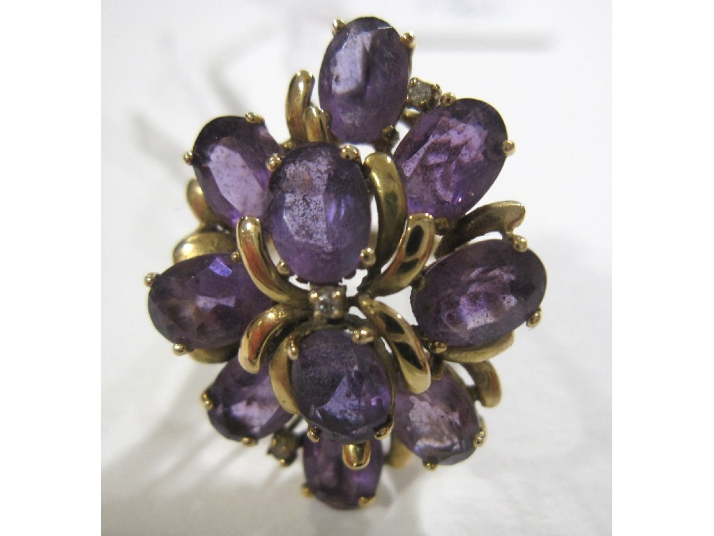 Appraisal: Fourteen carat gold amethyst cluster ring