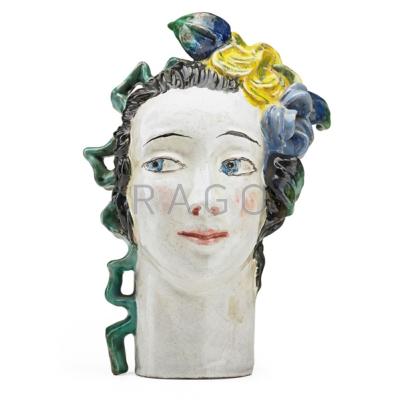 Appraisal: LOTTE CALM b WIENER WERKSTATTE Glazed ceramic head Austria s