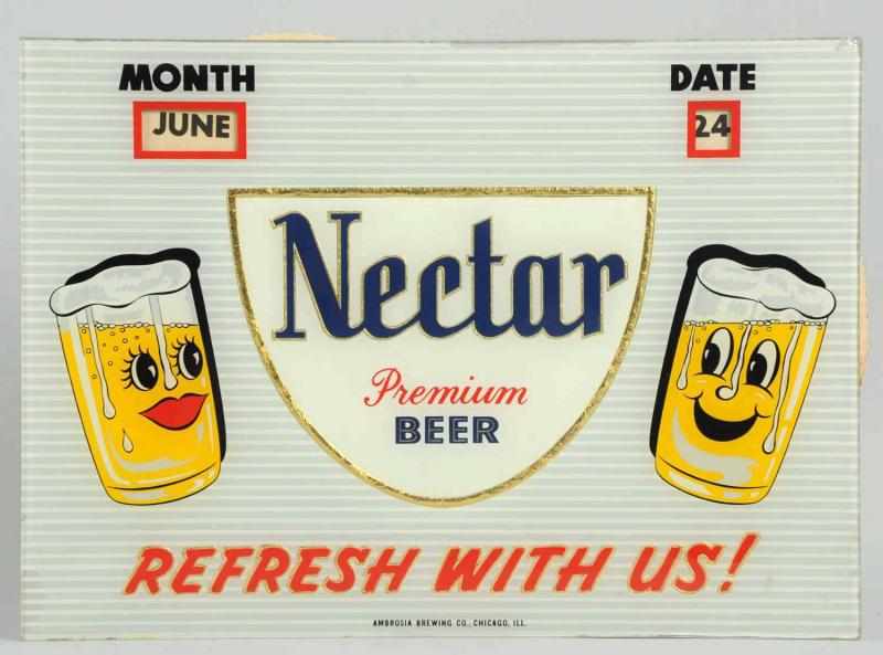 Appraisal: Nectar Beer Reverse Glass Calendar Sign Nice clean and bright