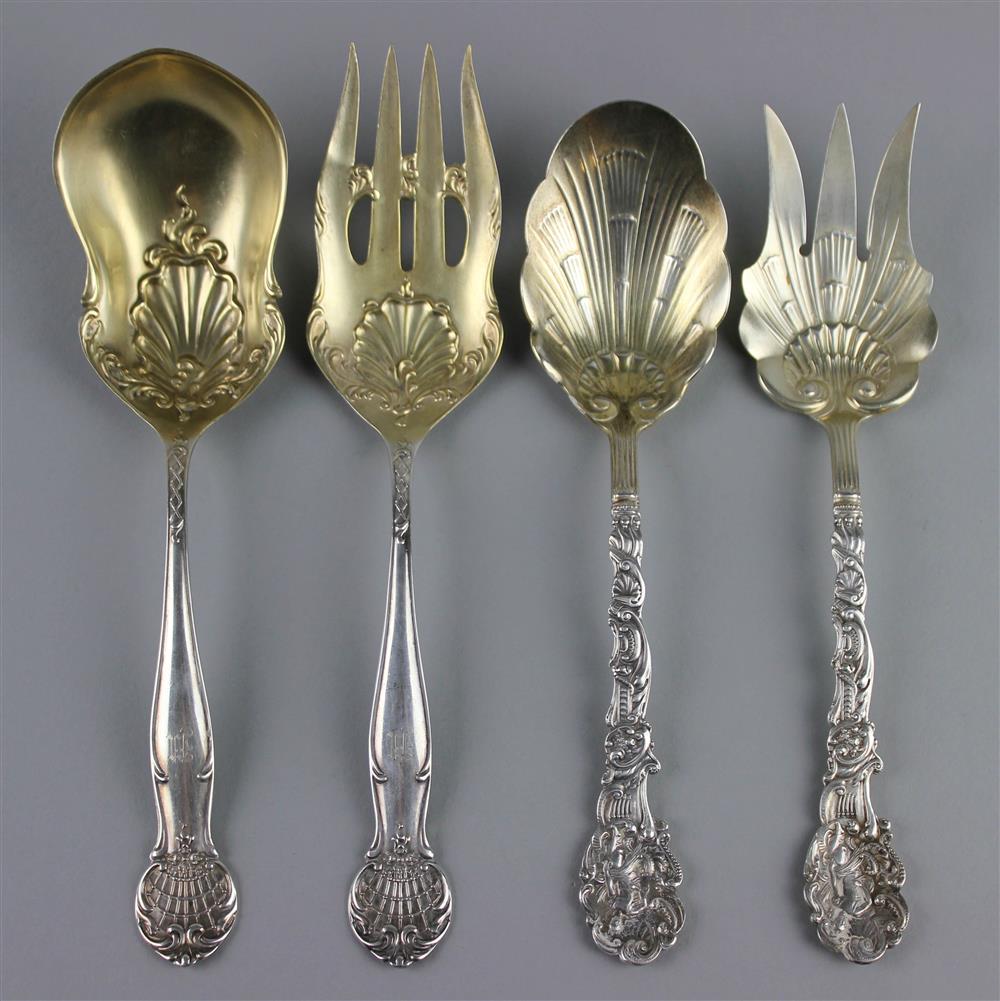 Appraisal: GORHAM SILVER 'VERSAILLES' TWO-PIECE SALAD SET AND TWO TOWLE SILVER