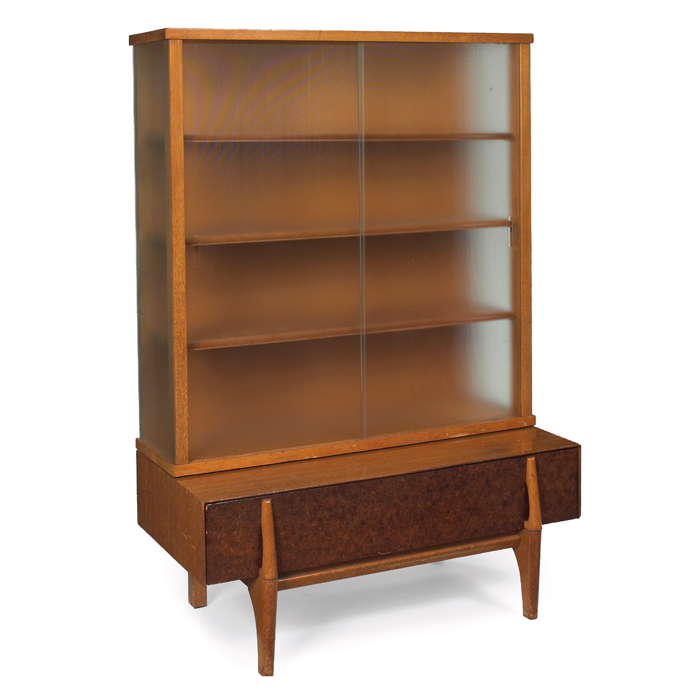 Appraisal: John Keal cabinet by Brown Saltman bleached mahogany lower case