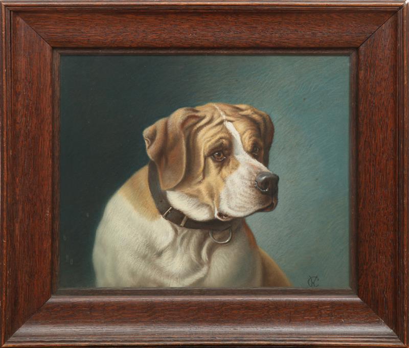 Appraisal: ENGLISH SCHOOL PORTRAIT OF A DOG Pastel on paper signed