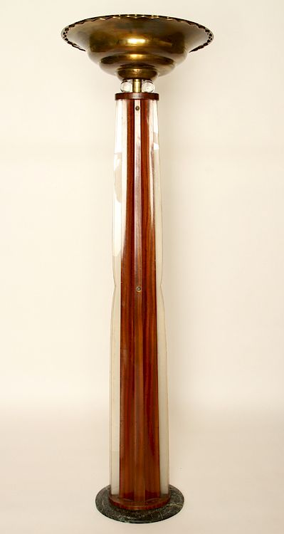 Appraisal: ART DECO MAHOGANY FLOOR LAMP MARBLE BASE C An Art