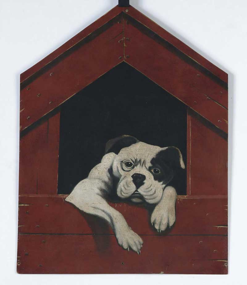 Appraisal: UNSIGNED American th Century TROMPE L OEIL DOG IN DOGHOUSE